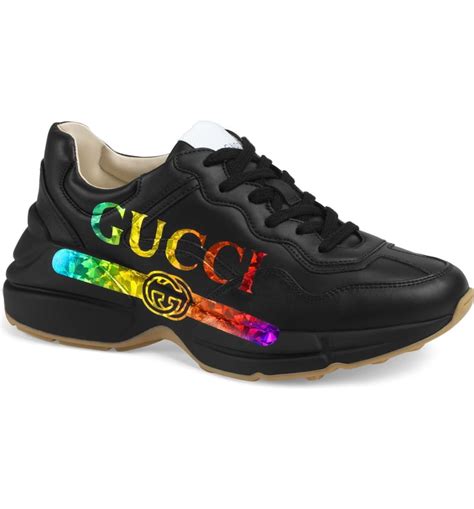 gucci shoes rainbow|Gucci rhyton sneakers outfit.